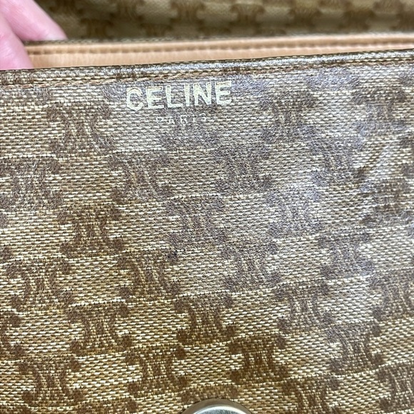 Celine Macadam Coated Canvas Brown Tan Crossbody Bag Flap Close Bow - Picture 11 of 17